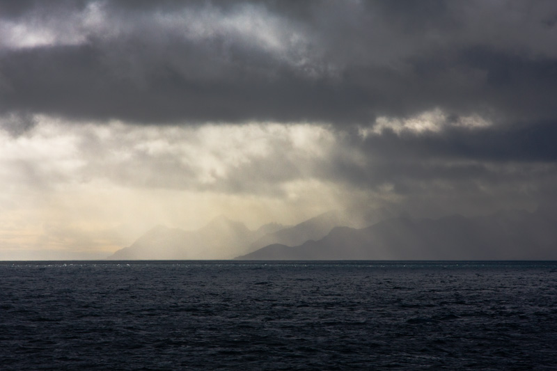 Sun Breaking Through Clouds Over South Georgia Island